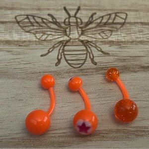 ❤️ 2 for $10 PRICE DROP Set of FLEXIBLE Belly Rings - orange white body jewelry